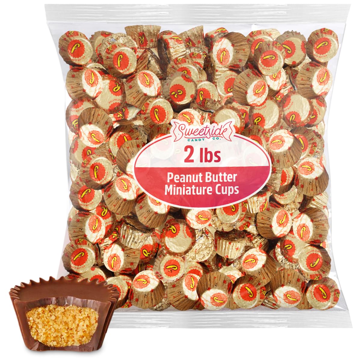 Peanut Butter Miniature Cups, 2Lb Pack Of Peanut Butter Cups Bulk, Perfect Reescups For Stocking, Dessert Toppings, Party Favors And Gift Baskets, Ideal For Gifting Or Everyday Enjoyment