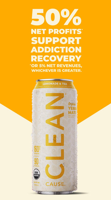 CLEAN CAUSE Yerba Mate Tea, USDA Organic, Low Sugar, 160mg Caffeine, Non-Carbonated, 12-Pack Case (15.5oz cans)