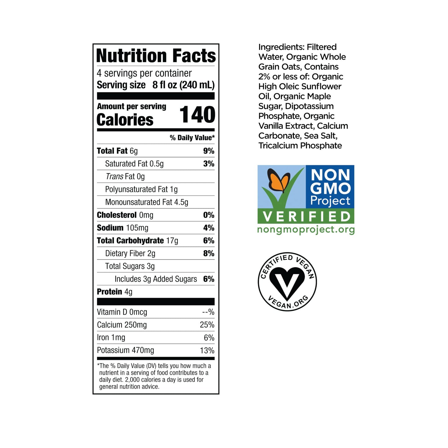 Willas Organic Oat Milk - Unsweetened Oat Milk, Shelf Stable Milk, Organic Non GMO Oat Milk Unsweetened, Low Sugar Oatmilk (1g)