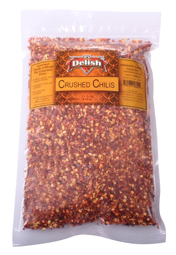 Crushed Chilies Red Pepper Flakes By It'S Delish, 5 Lbs Bulk Bag - Dried Crushed Red Hot Chili Peppers - Chopped & Dehydrated Ve