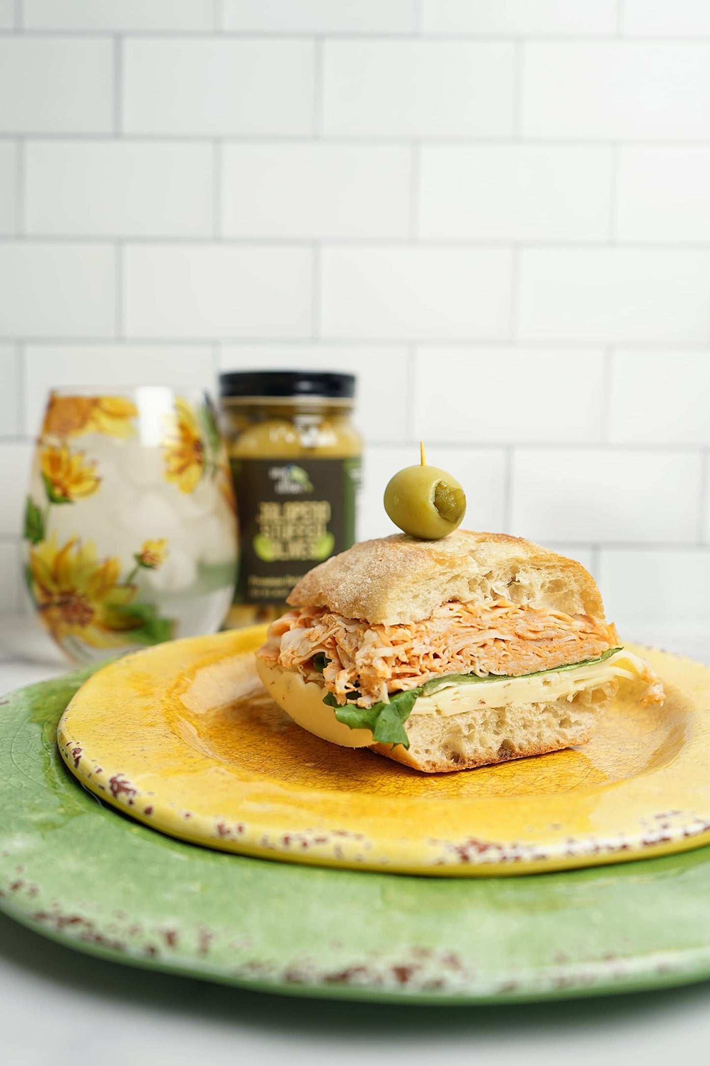 Green Jay Gourmet Jalapeno Stuffed Olives - All Natural - 2 x 16 Oz - Perfect for Cocktails & Cheese Boards