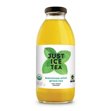 Eat The Change Just Ice Tea Organic Moroccan Mint Green Tea, Kosher, 16 Fluid Ounces (Pack Of 12)