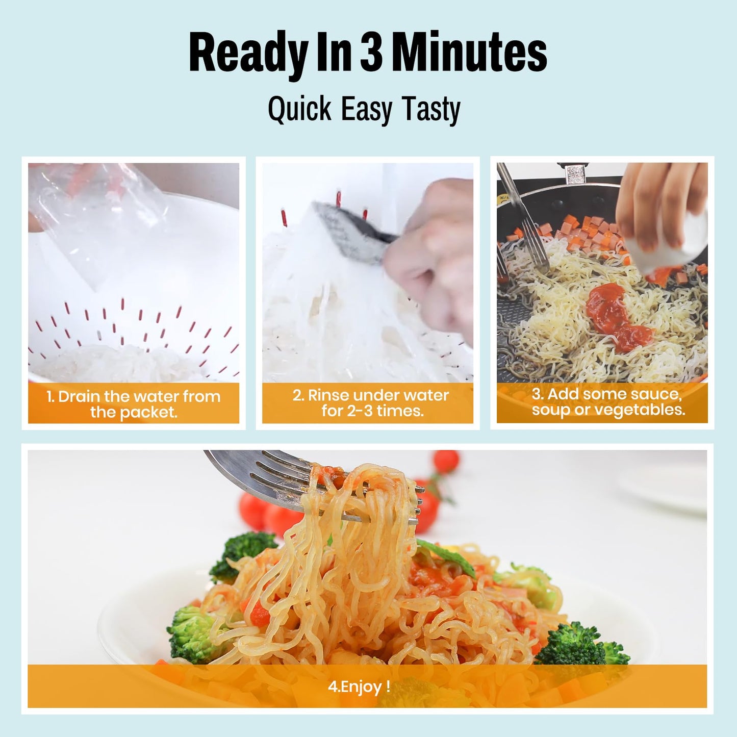 Volo Vero Konjac Noodles, 10 Pack Low Carb Shiratak Angel Hair Pasta, Keto, Vegan, Gluten-Free, Sugar-Free, Low Calorie, Low Gi,