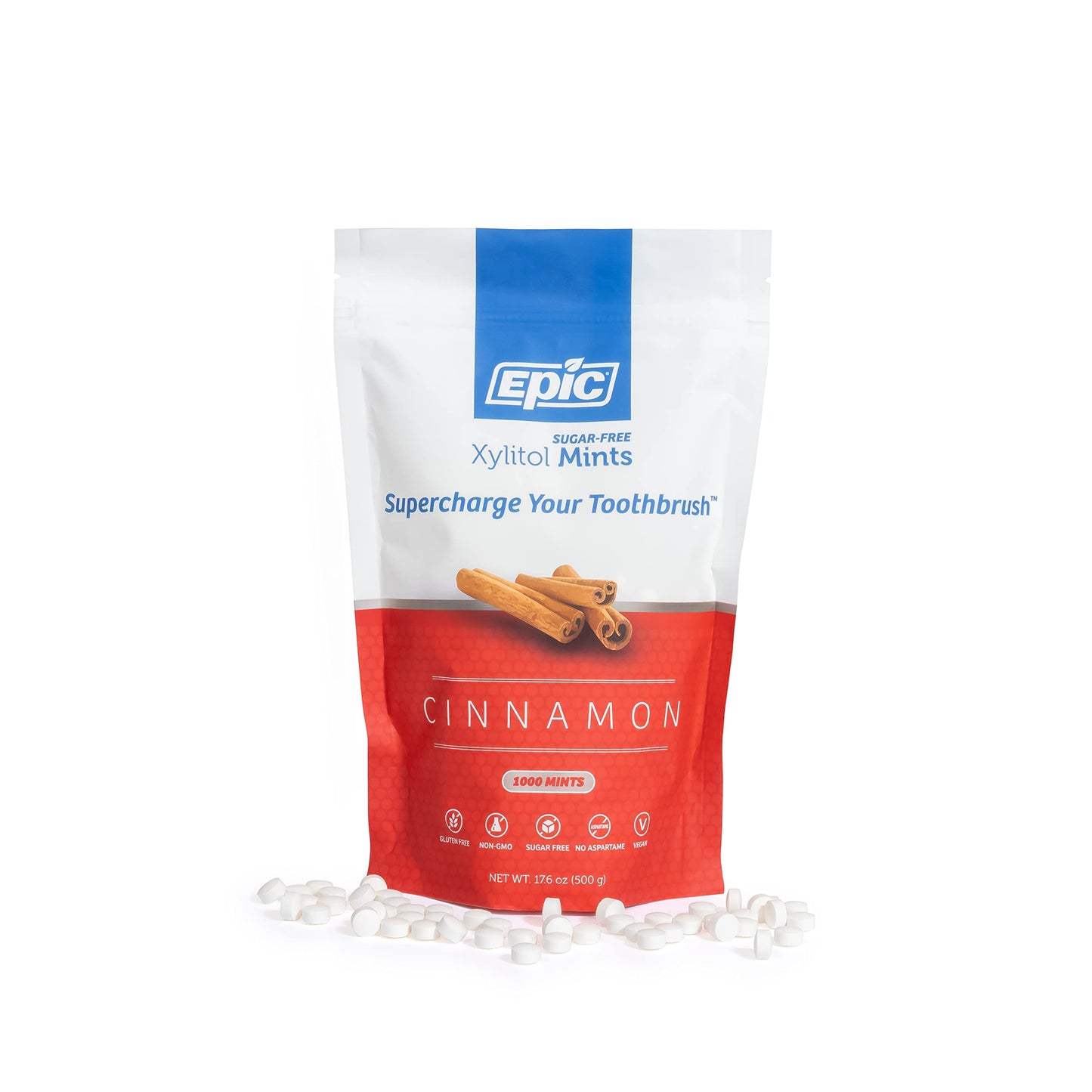 Epic Mints - Aspartame Free 100% Xylitol Mints - Sugar Free Mints Cinnamon Flavored, 1000 Pieces (Pack Of 1)