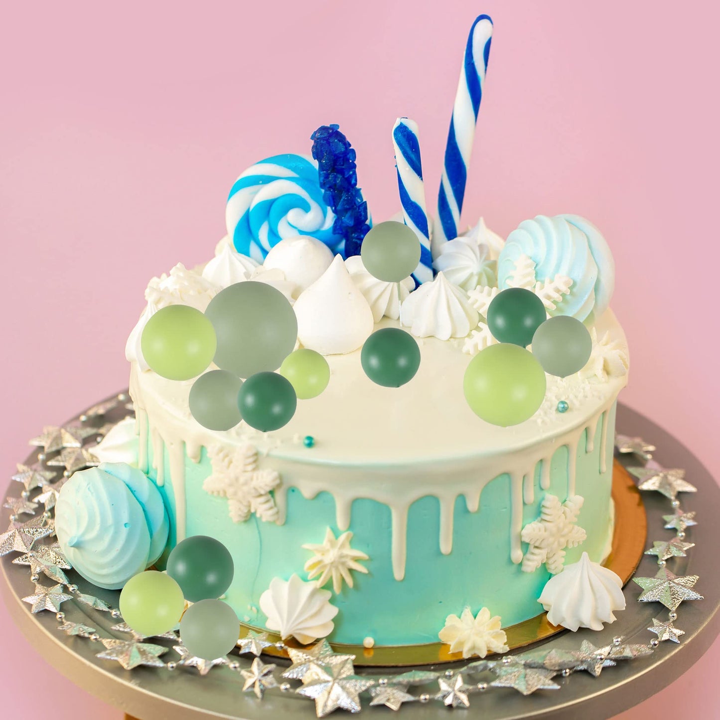 Gyufise 30Pcs Mini Balloon Cake Topper Foam Ball Cake Picks Faux Pearl Balls Diy Cake Decoration For Baby Shower Wedding Anniver