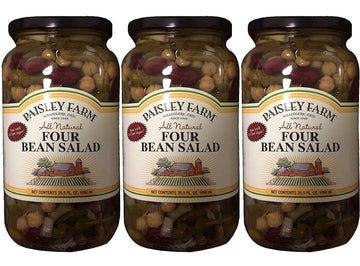 Paisley Farm Natural Four Bean Salad, 35.5oz Glass Jar (Pack of 3, Total of 106.5 Oz)