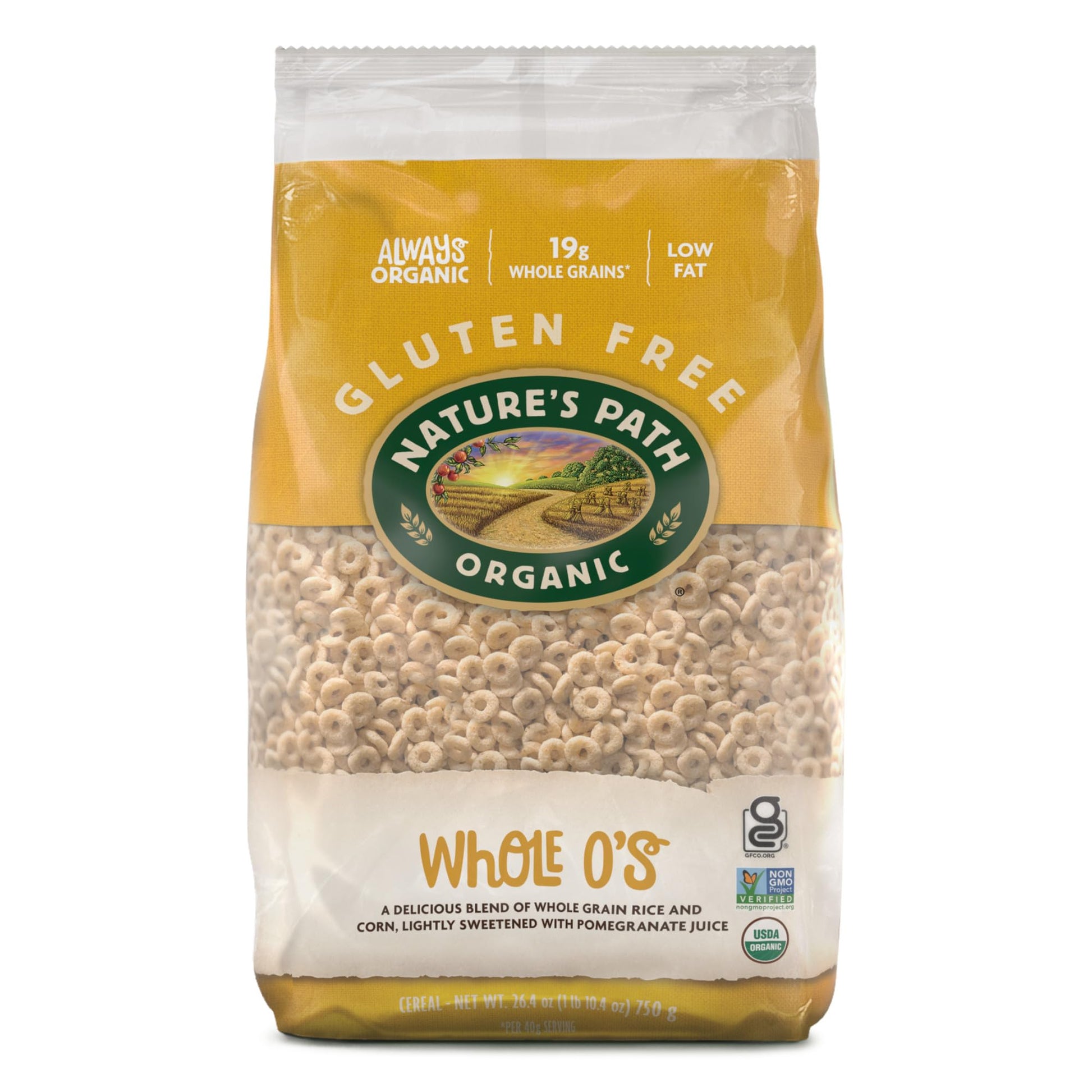 Natures Path Organic Whole Os Cereal, 26.4 oz (Pack of 1), Gluten Free, Non-GMO, Earth Friendly Packaging