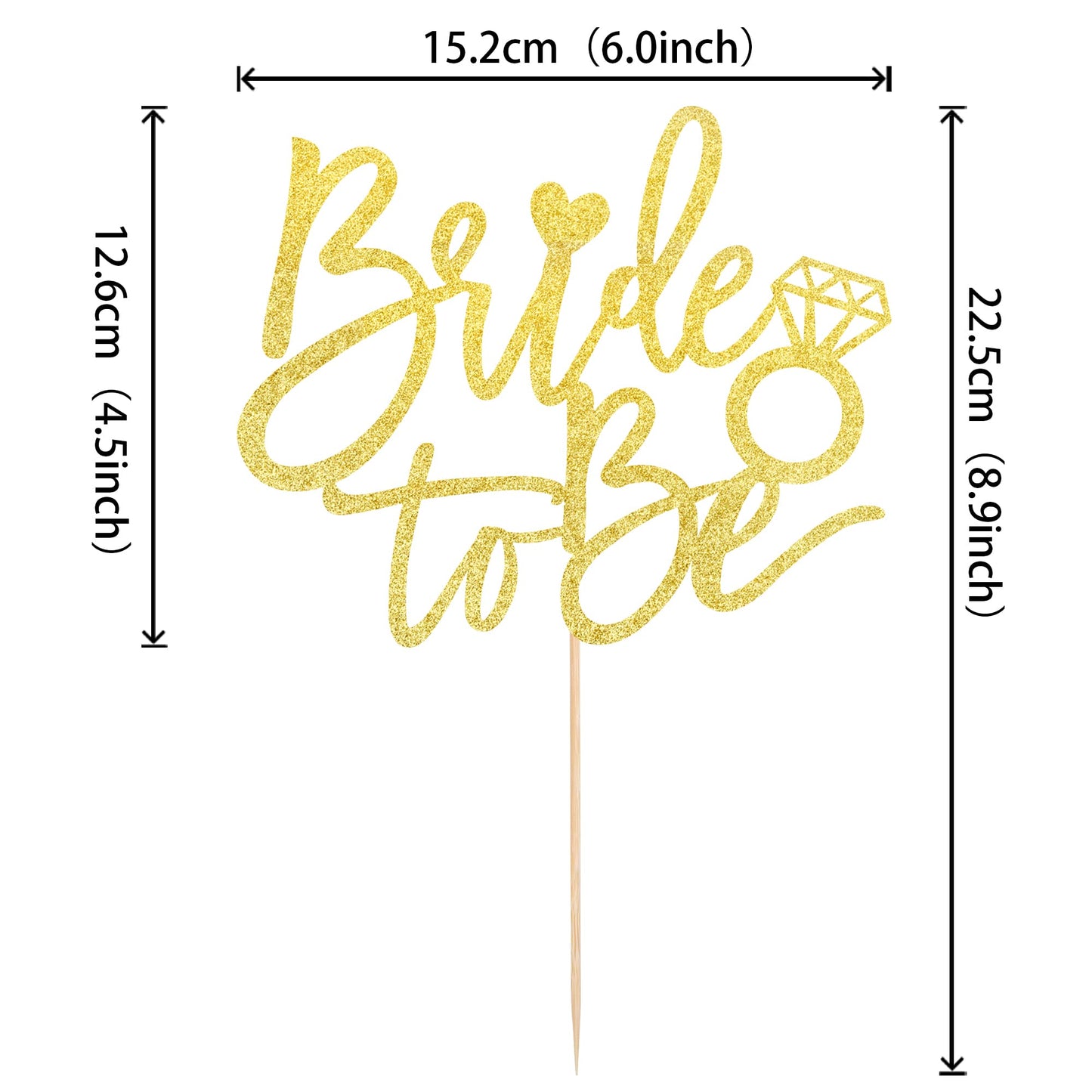 YCTHUNFISH Bride to Be Cake Topper, Glitter Ring Decoration, Gold, Wedding & Bachelorette Party Supplies