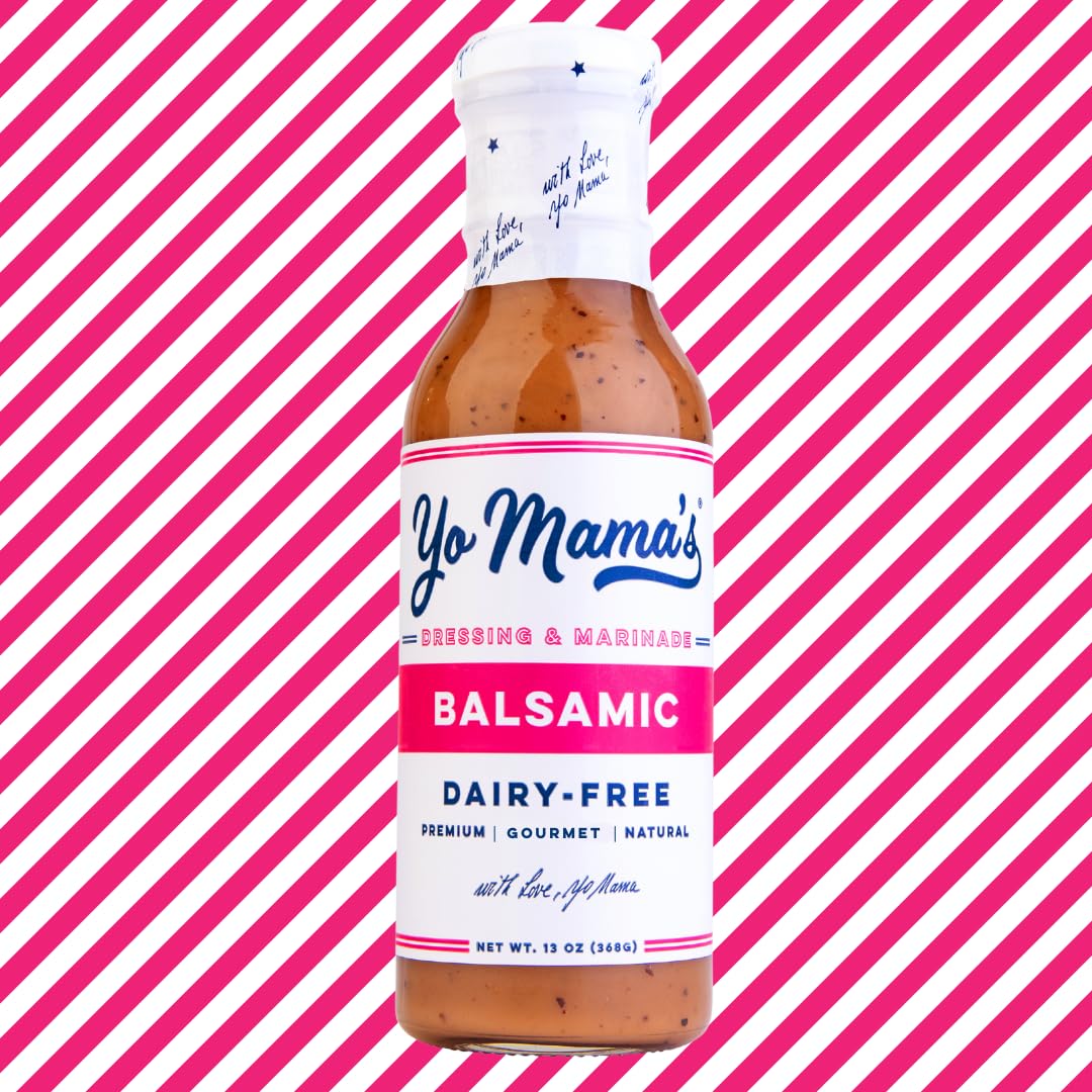Yo Mamas Foods Gourmet Honey Balsamic & Asian Sesame Dressing Combo Pack, Low Carb, Gluten-Free, 13 Ounce (Pack of 2)
