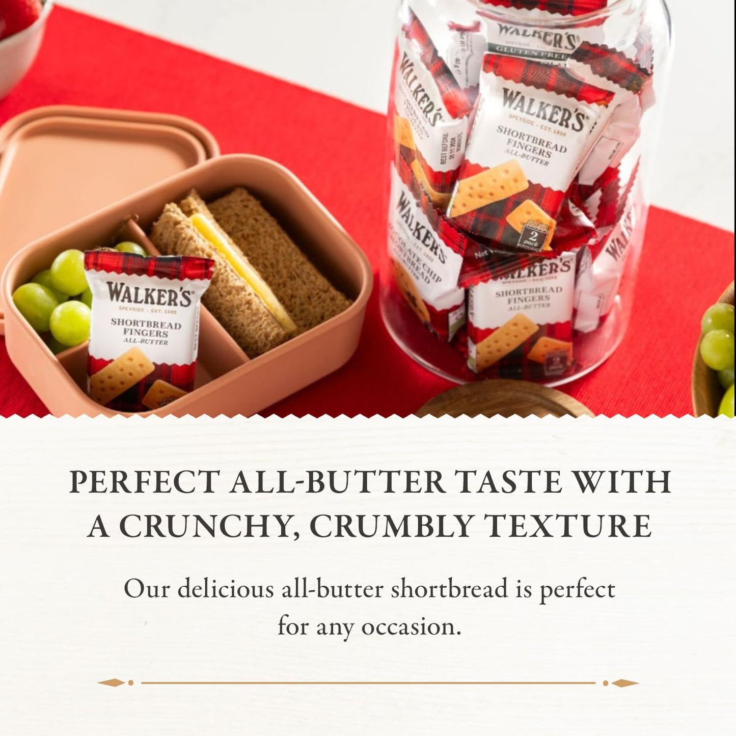 Walkers All-Butter Shortbread Fingers - 2-Count Snack Packs (Pack of 24) - Authentic Shortbread Cookies from Scotland