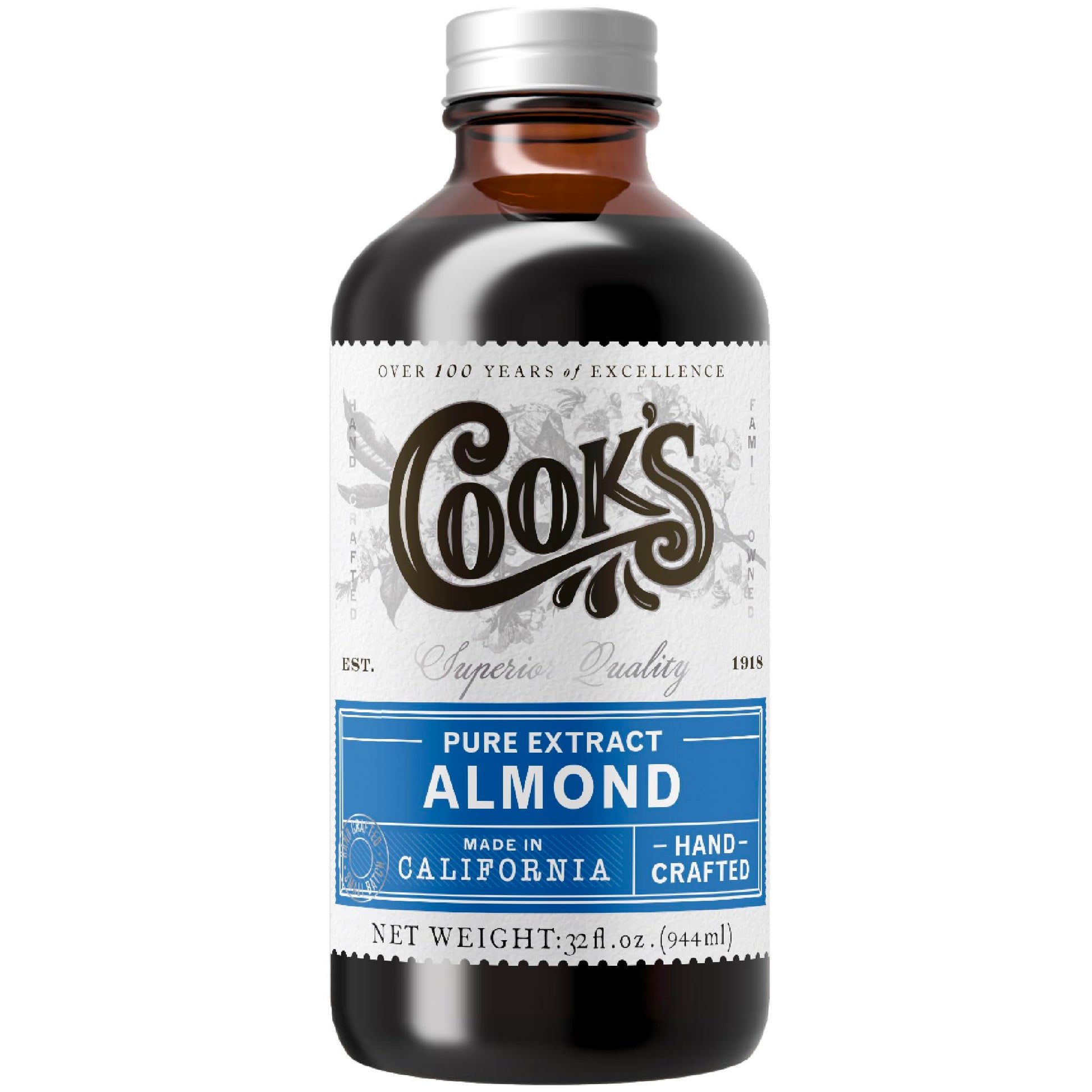 Cooks, Pure Almond Extract for Baking, Cooking, and Mixology, Allergen Free Almond Flavoring Extract, 32 oz
