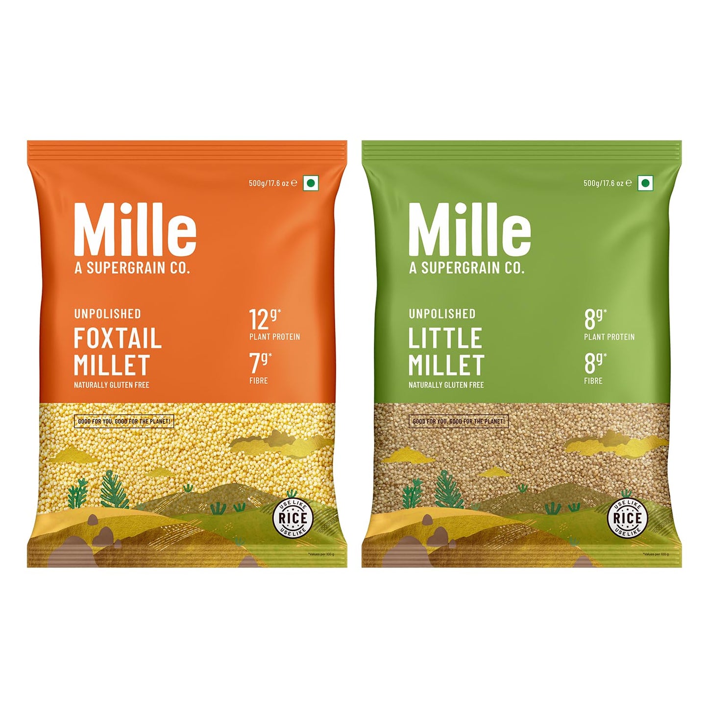 Mille Foxtail Millet And Little Millet Whole Grains Combo | Gluten Free | No Chemicals | High Plant Protein And Fibre | Millet R