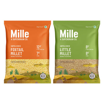 Mille Foxtail Millet And Little Millet Whole Grains Combo | Gluten Free | No Chemicals | High Plant Protein And Fibre | Millet R