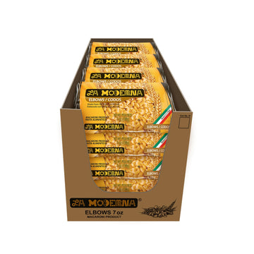 La Moderna, Codos, Pasta, Hecha Con Sémola De Trigo Durum, Enriquecida Con Vitaminas Y Hierro, 7 Oz, Pack De 20