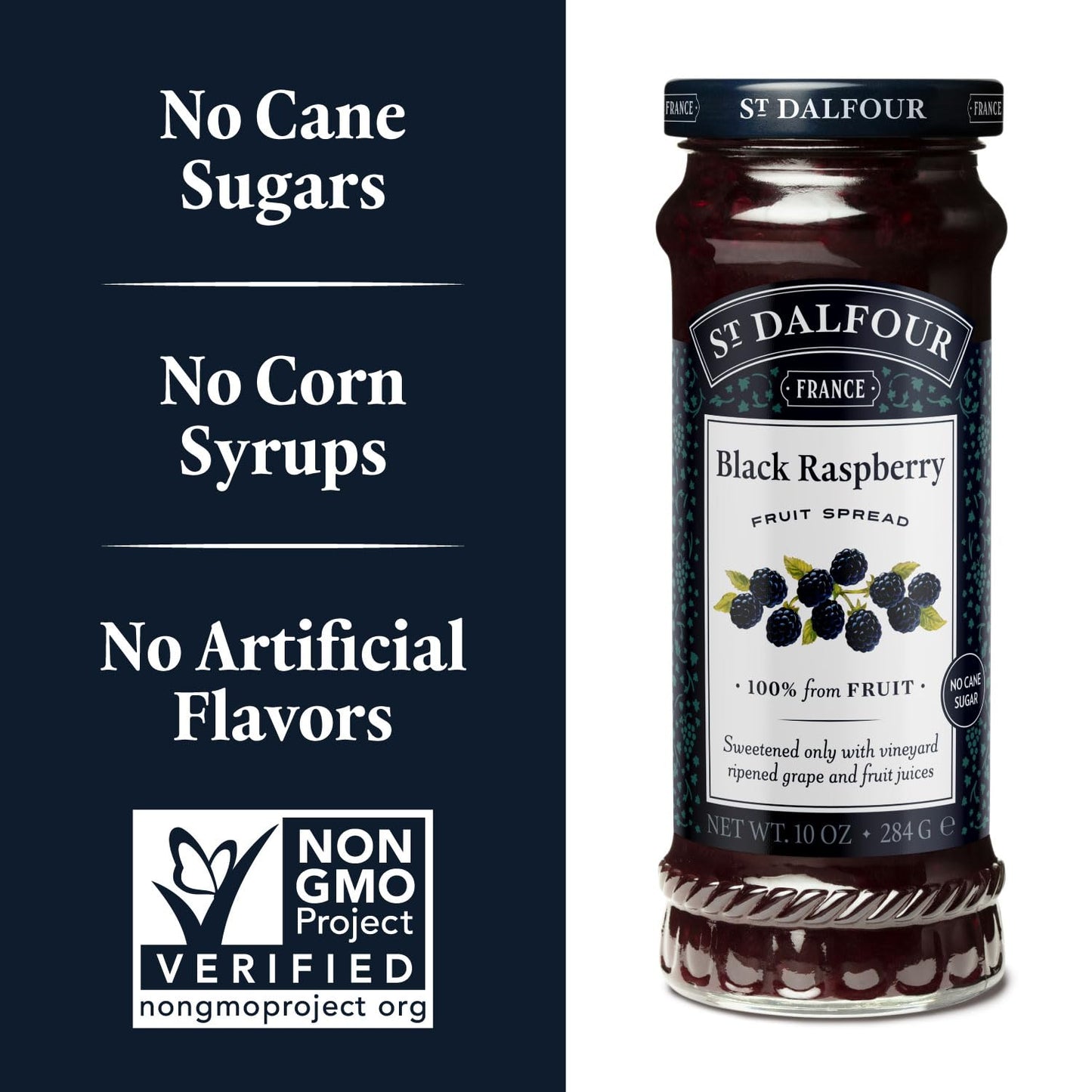 St. Dalfour Black Raspberry Fruit Spread - 10Oz - 100% From Fruit, No Artificial Ingredients, Non-Gmo, No Cane Sugars, All Natur