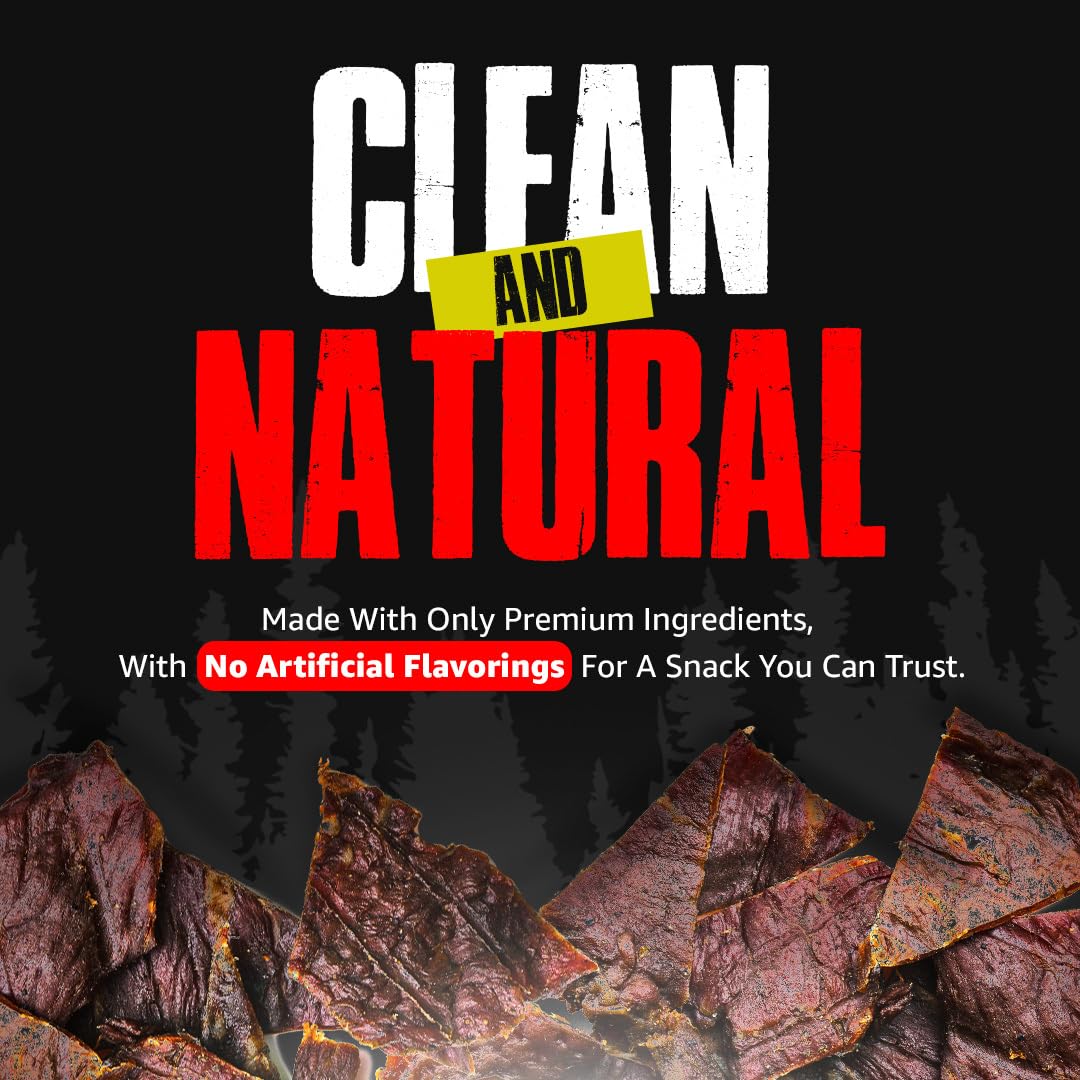 Carnivore Jerky | Grass Fed Beef Jerky - 3 Simple Ingredients - All Natural Carnivore Diet Snack - Sugar Free Keto Friendly Prot