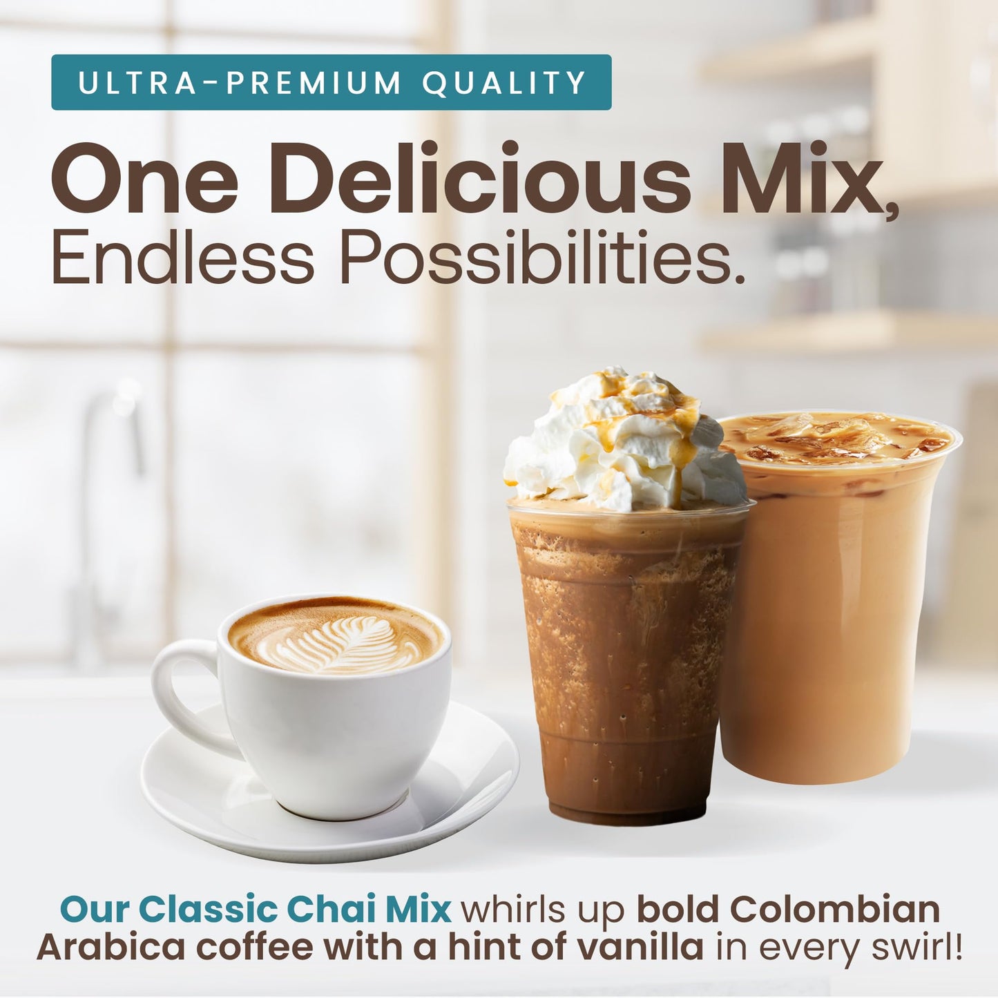 Dr. Smoothie Café Essentials Classic Latte - 155mg Caffeine - No Artificial Colors/Flavors - 3.5 lb Bag (26 Servings)