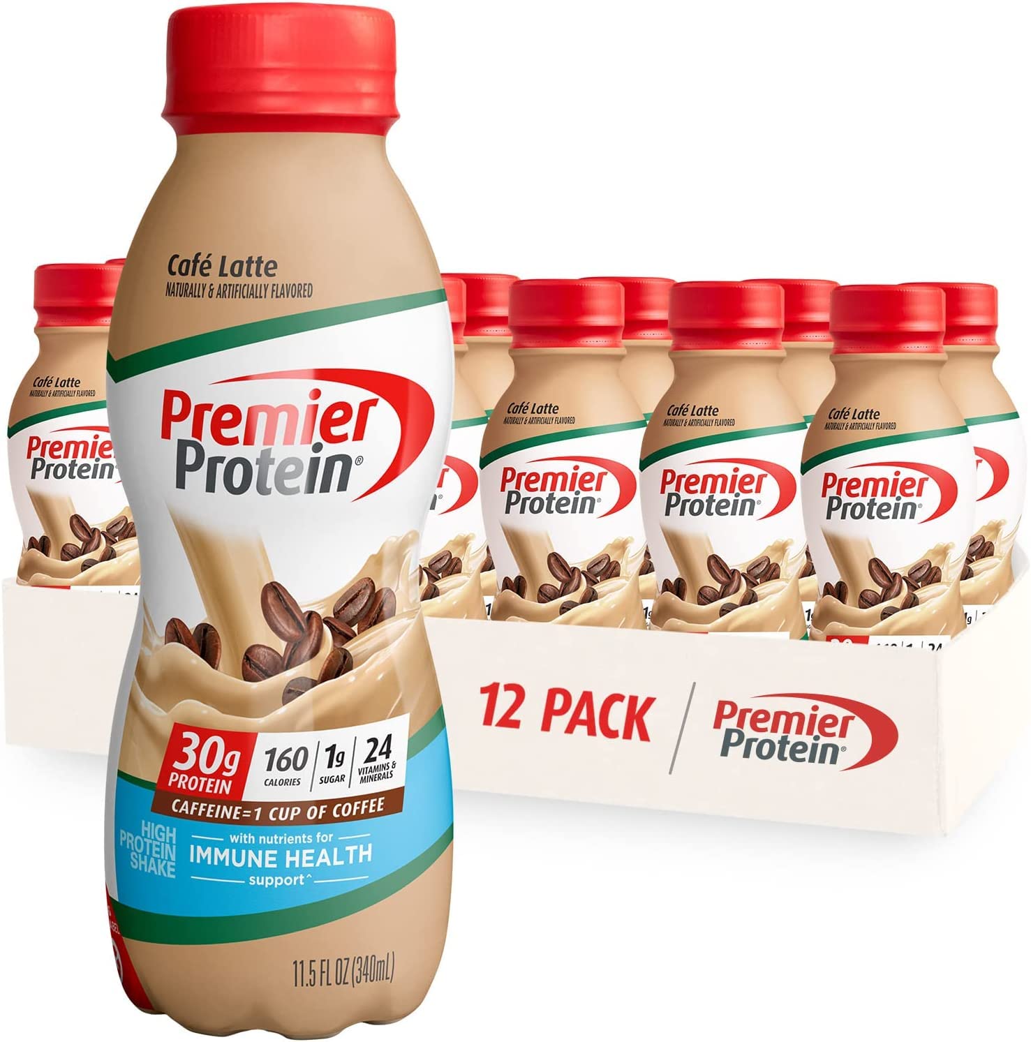 Premier Protein Shake, Caf   Latte, 30G Protein, 1G Sugar, 24 Vitamins & Minerals, Nutrients To Support Immune Health 11.5 Fl Oz