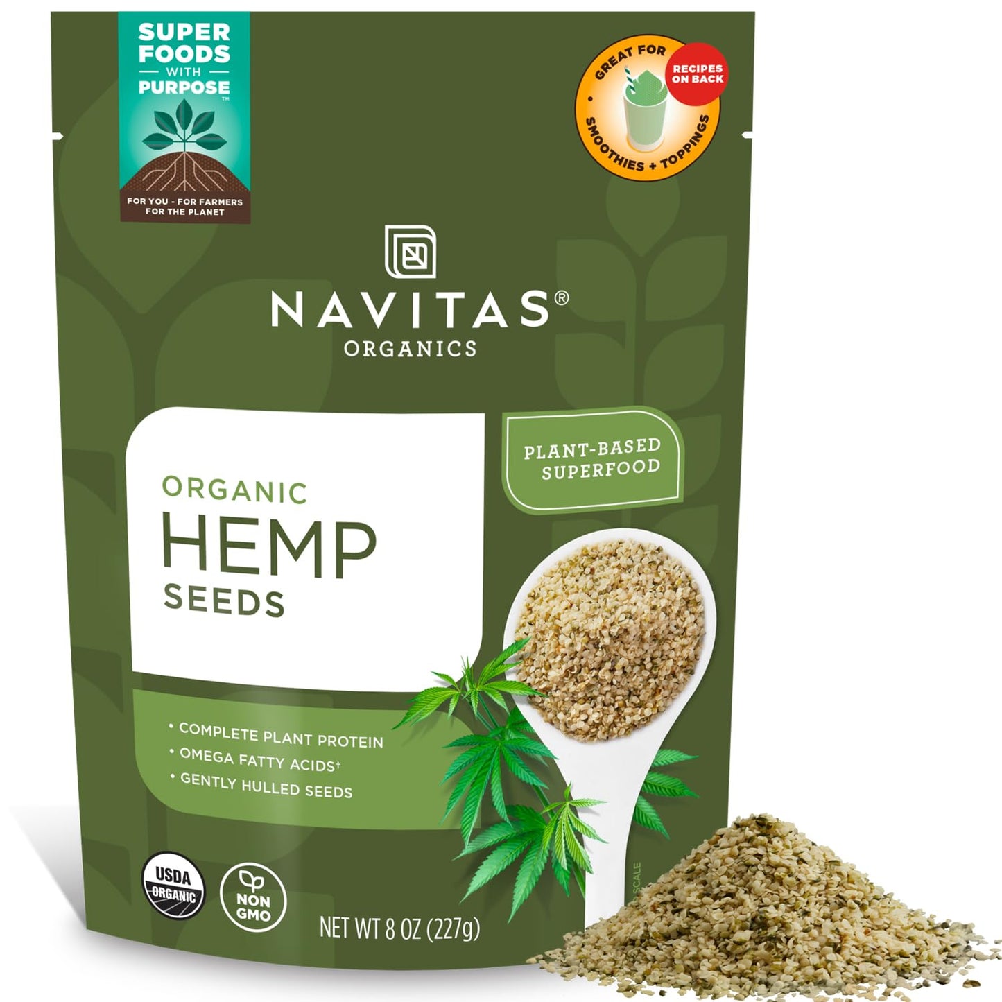 Navitas Organics Organic Raw Hemp Seeds, Non-GMO, Gluten-Free, 8 Ounce (Pack of 1), Model NAV00014