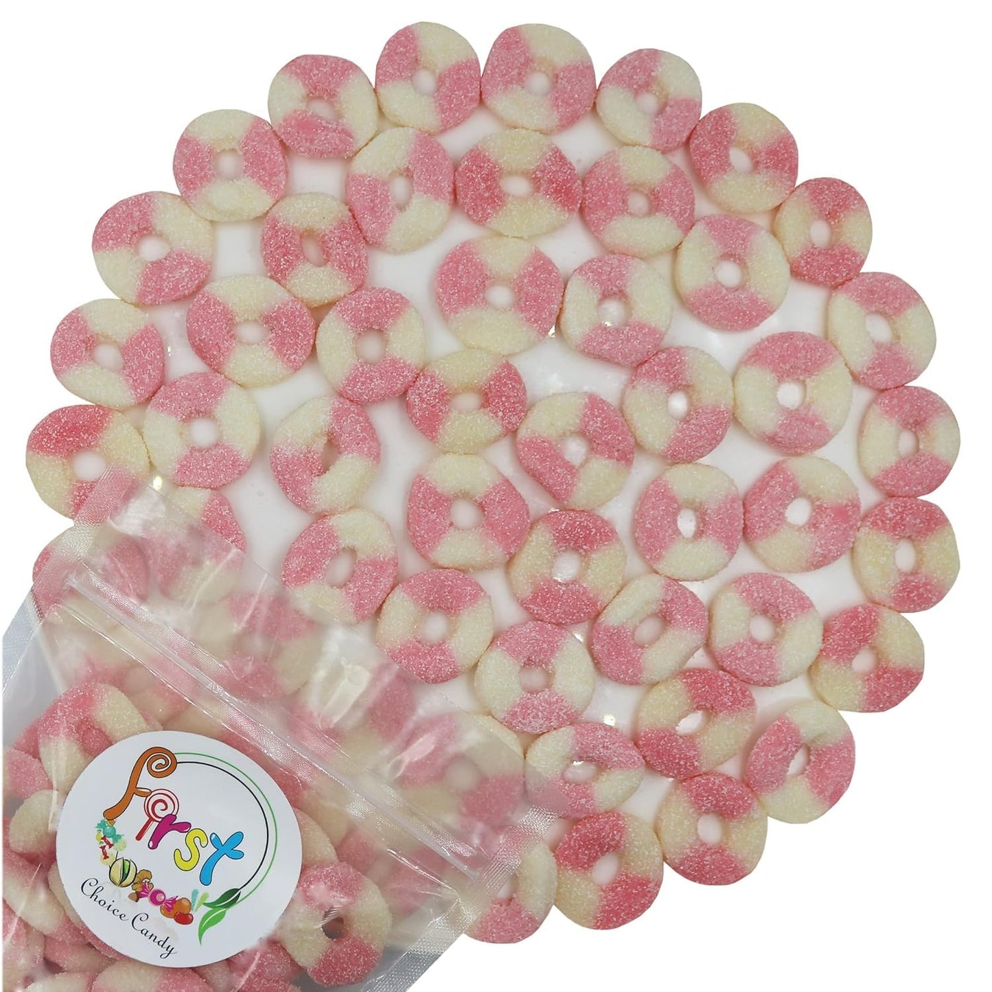 FirstChoiceCandy Gummy Rings (Sour Mini Pink Lemonade, 4.5 Pound (Pack of 1))