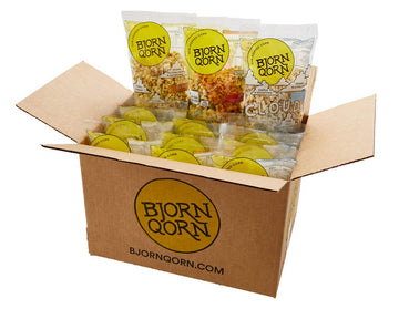 BjornQorn 12-Pack Mix Popcorn (3 Flavors) - Vegan & Gluten-Free - (4) Classic, (4) Spicy, (4) Cloudy - (12 3oz bags)