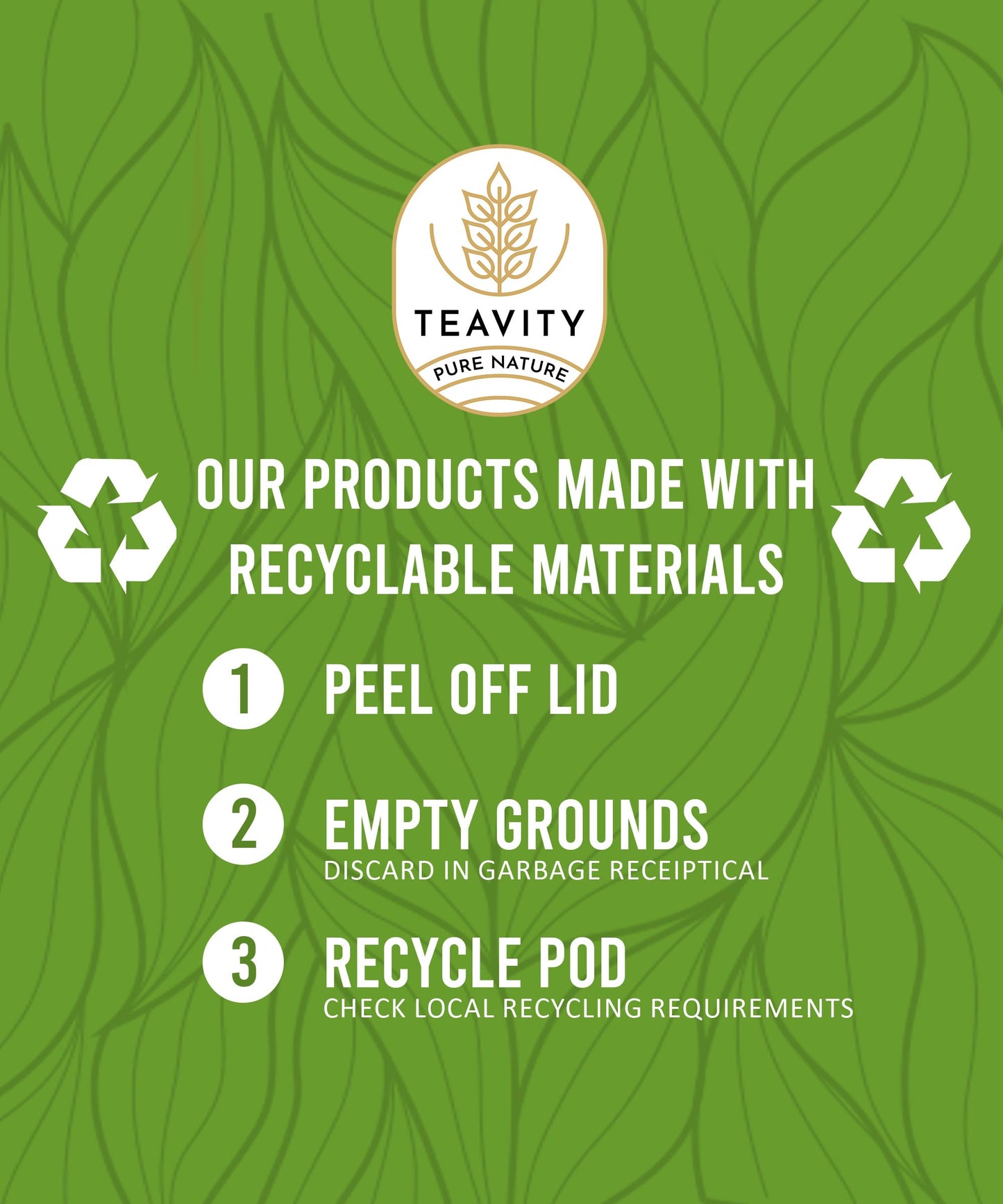 Teavity Organic Green Tea Pods for Keurig - Unsweetened - 12 Count