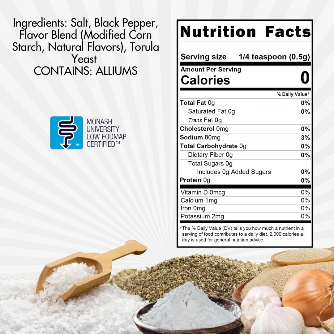 Smoke N Sanity - Spg (Salt, Pepper, Essence Of Garlic Salt) Seasoning, Monash Certified Low Fodmap, Gluten Free, Kosher, Dairy F