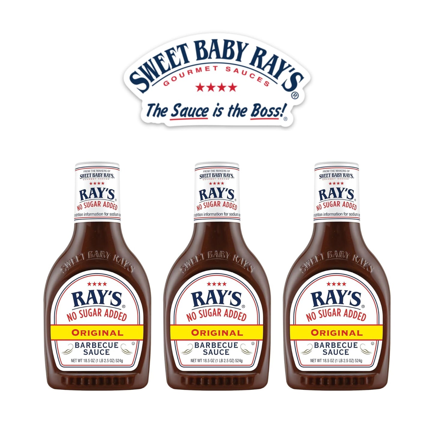 Sweet Baby Rays No Sugar Added Bbq Sauce - Original Flavor, 18.5 Oz. (Pack Of 3) - Delicious And Sweet Without The Added Sugar F