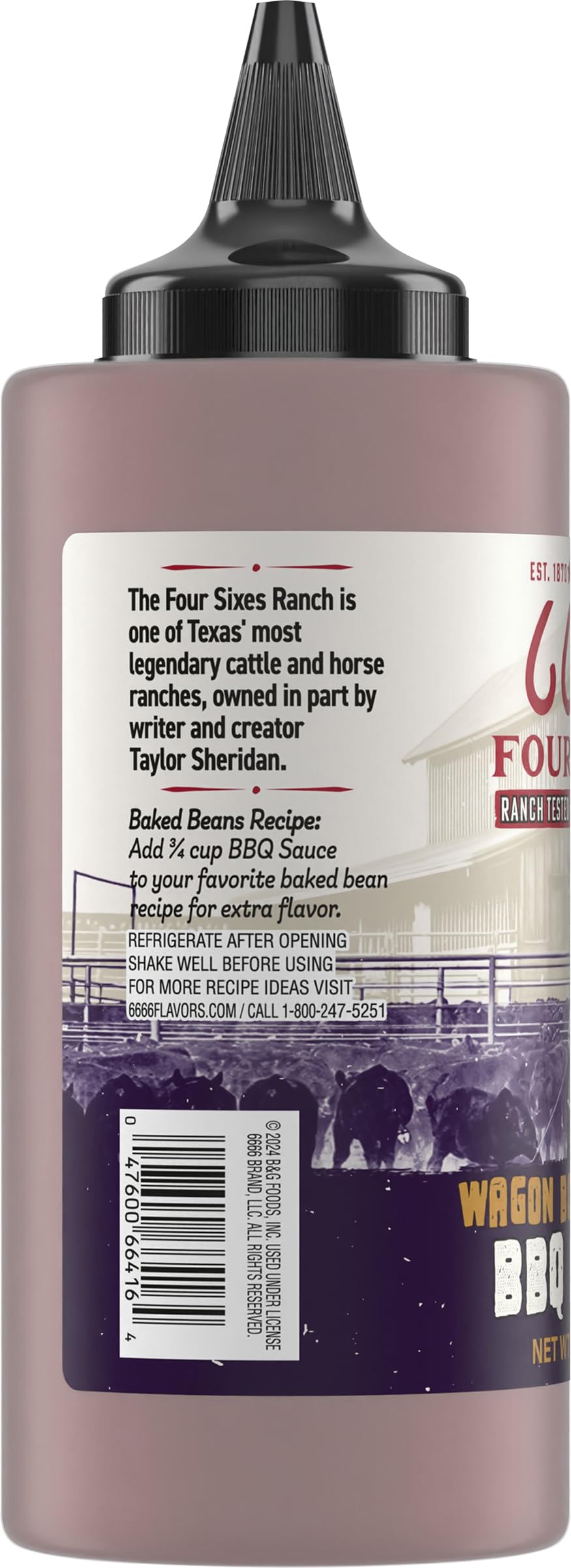 6666 Four Sixes Wagon Boss Original Bbq Sauce, 14 Ounce
