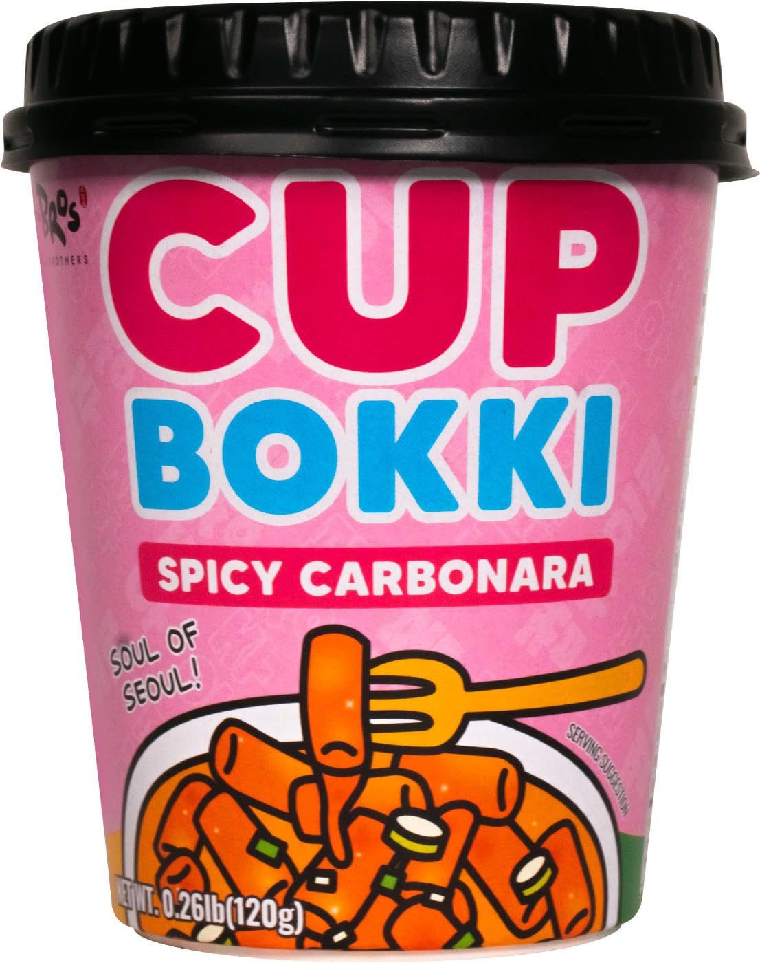 CupBokki Korean Tteokbokki Rice Cakes, Spicy Carbonara Flavor, 6 Pack - Authentic Korean Rice Cake Jjajang from the Korean Bros
