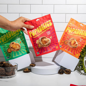 Popadelics Crunchy Mushroom Chips Variety Pack Shiitake Mushroom Crisps, Lightly Cooked and Seasoned, Vegan Chips, Vegan Snacks,