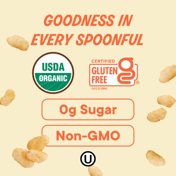 The Real Cereal Company, Organic Brown Rice Crisps Cereal 3-Pack, Zero Sugar, Gluten-Free, Non-Gmo, Made In California