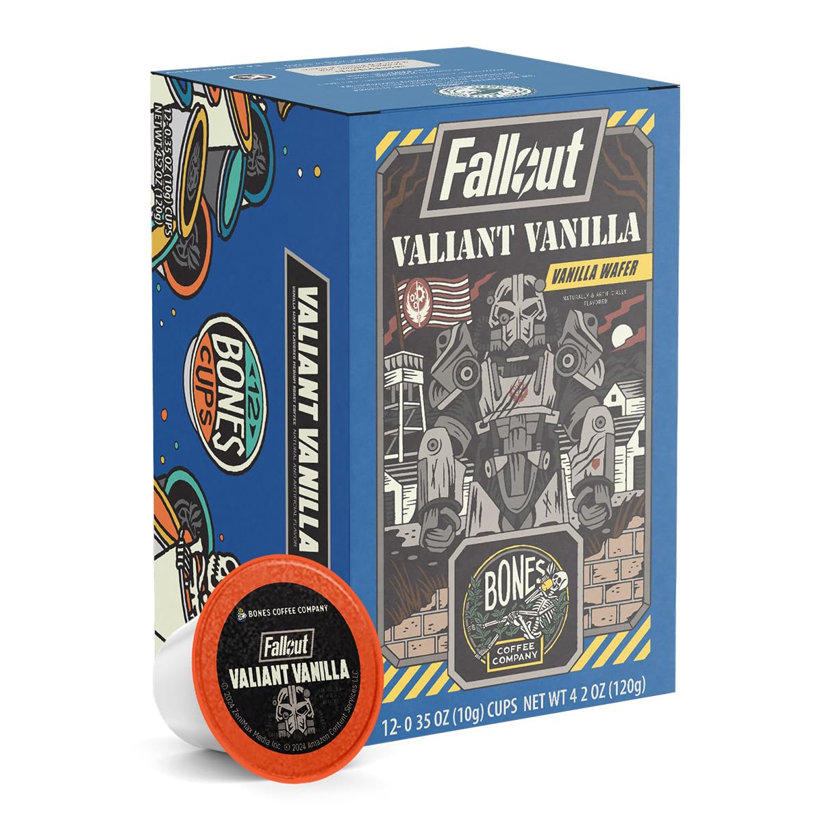 Bones Coffee Company Flavored Coffee Bones Cups Valiant Vanilla Flavored Pods Vanilla Wafer Flavor | 12Ct Single-Serve Coffee Po
