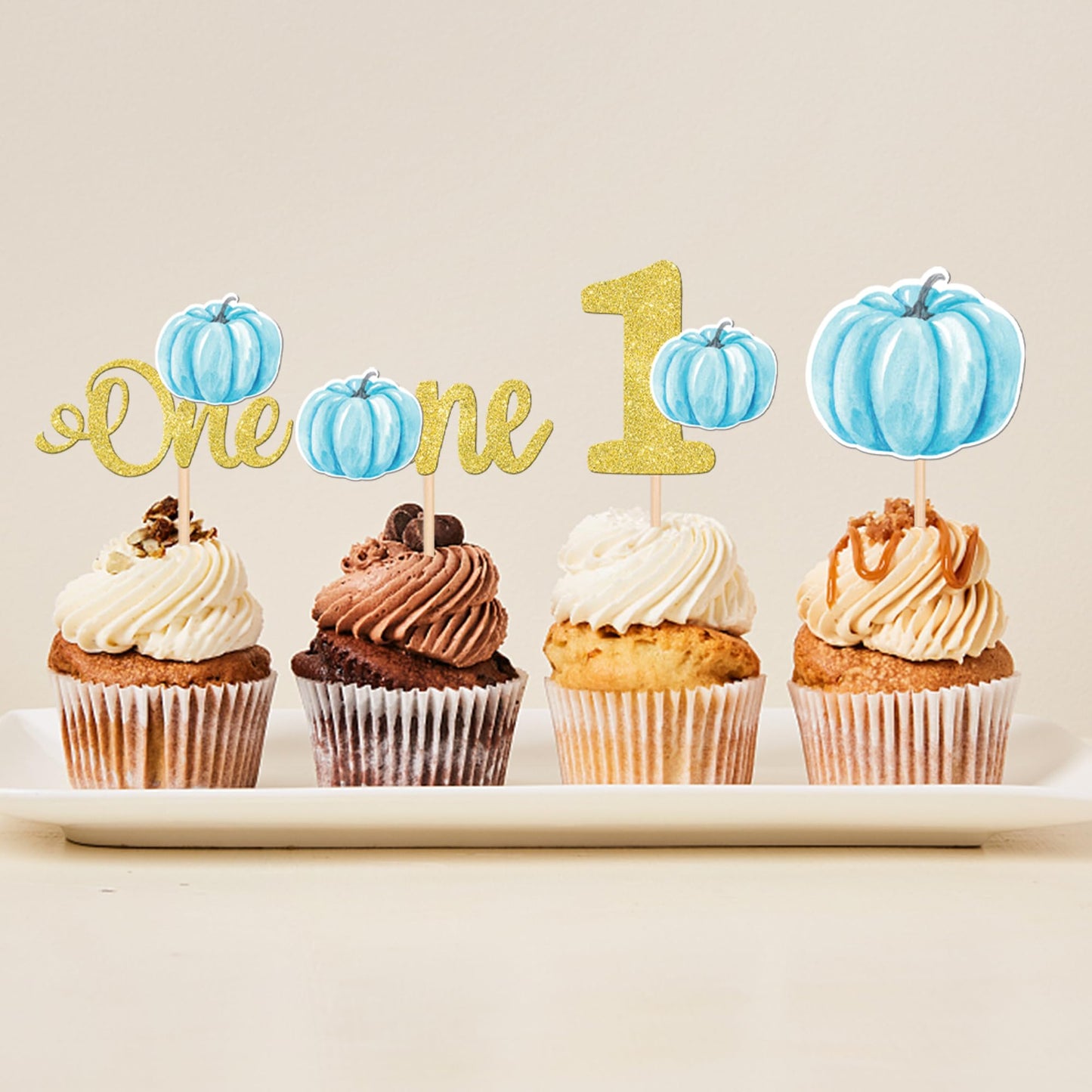 24 Pcs Pumpkin One Cupcake Toppers Glitter 1St Birthday Pumpkin Cupcake Picks Baby Shower Pumpkin Cake Decorations For Baby Show