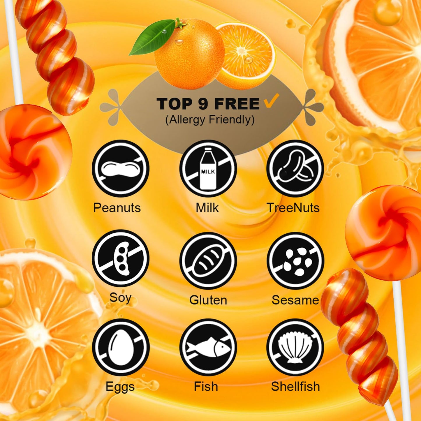 ZOFIA SWEET 32 Pack Orange Gold Twisty & Swirl Lollipops, Gluten Free, No Artificial Dyes, Individually Wrapped