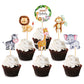 Cyodoos 24Pcs Jungle Safari Animal Theme Cupcake Toppers Dessert Muffin Cake Picks Cake Decoration For Jungle Safari Themed Part