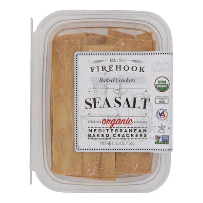 Firehook Organic Mediterranean Baked Crackers Snack Box, Sea Salt, USDA Certified Organic, Kosher, Gluten Free & Non-GMO, 5.5 Oz