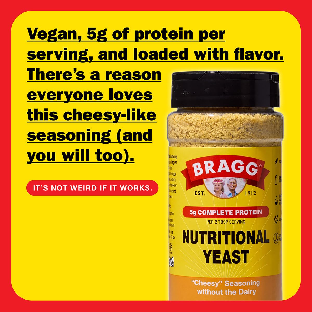 Bragg Premium Nutritional Yeast Seasoning - Vegan, Gluten Free - Good Source Of Protein & Vitamins - Nutritious Savory Parmesan