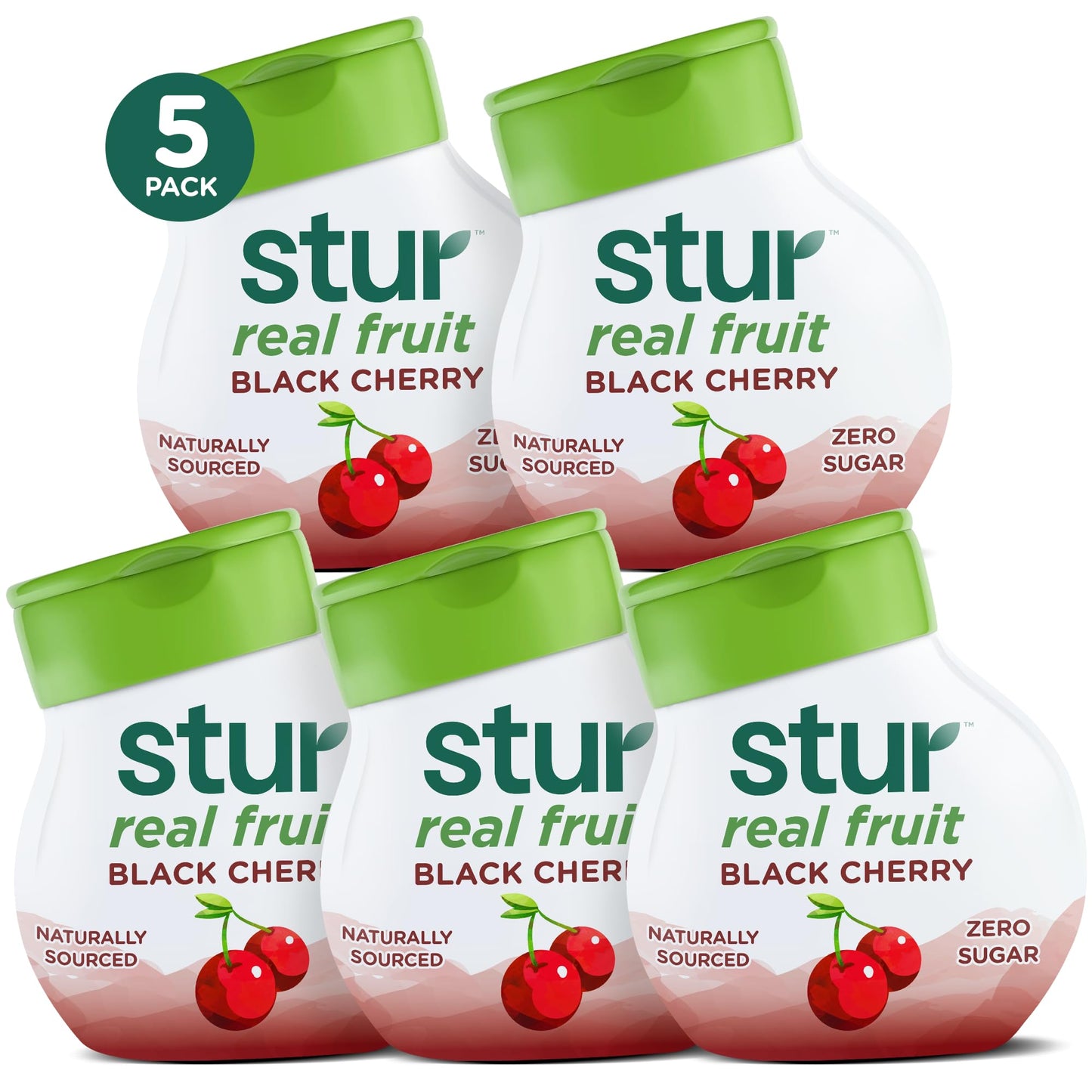 Stur Liquid Water Enhancer, Black Cherry, Sugar Free, 5 Bottles, 1.62 Fl Oz Each, Vegan, Keto, High in Vitamin C & Antioxidants