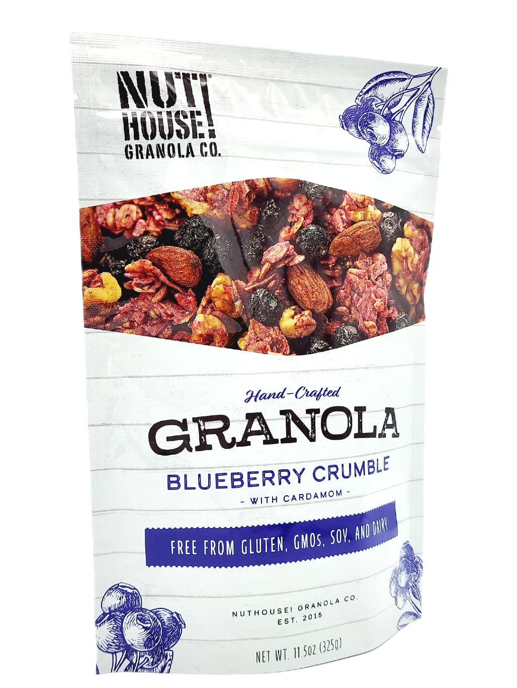 Nuthouse! Granola Company - Premium Blueberry Crumble Granola | Certified Gluten-Free, Non-Gmo, Kosher | Vegan, Soy-Free | 11.5