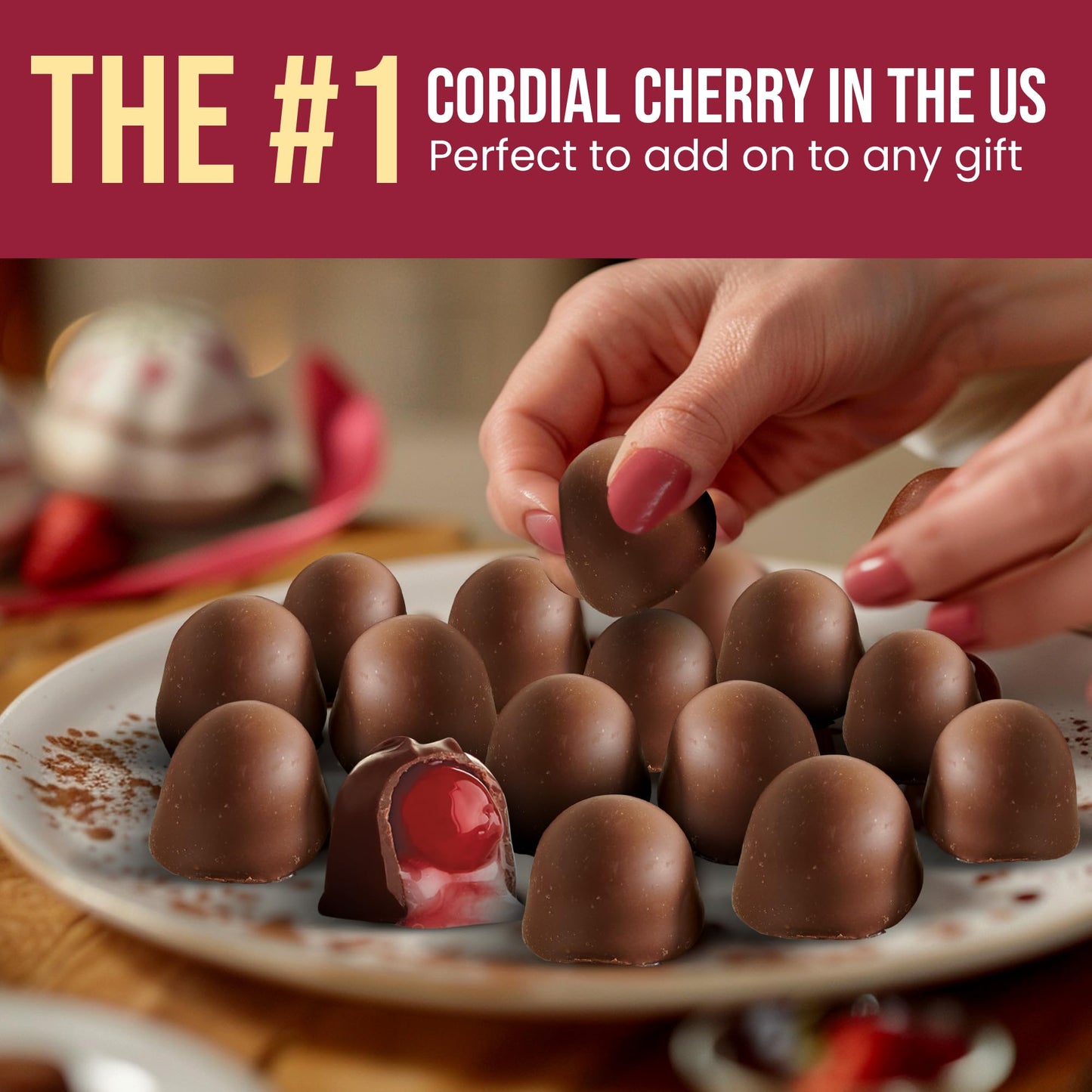 Queen Anne Dark Chocolate Covered Cordial Cherries | 13.2 Oz | 20 Piece Gift Box | Whole Maraschino Cherry Creamy Filled Liquid