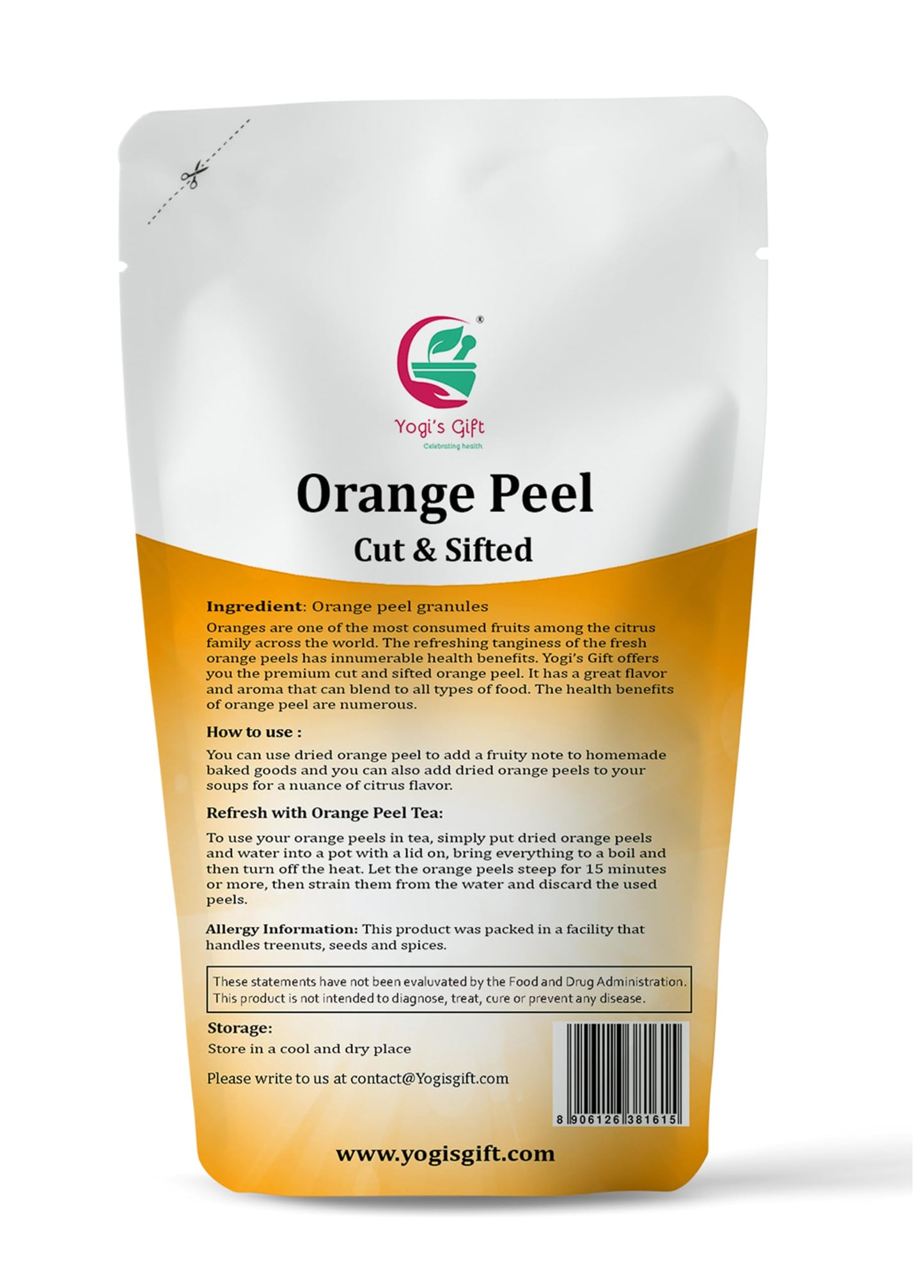 Dried Orange Peel 4 Oz | Rich Citrus Aroma And Flavour | Small Granules | Perfect For Tea, Cookies, Rye Breads, Seasoning & More