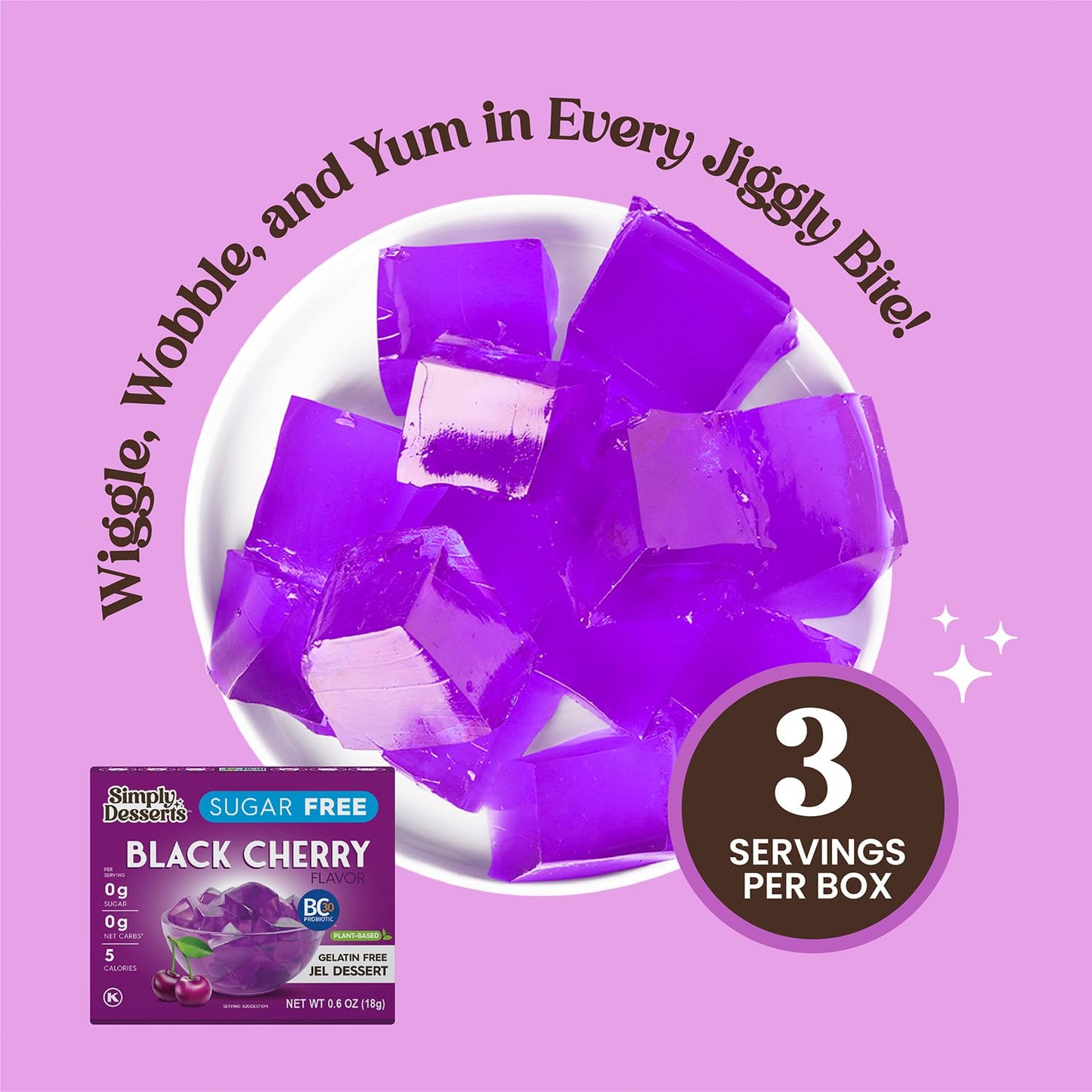 Simply Desserts Sugar-Free Black Cherry Jel, 6-Pack - Vegan Dessert, Keto Snacks, Diabetic Friendly & Kosher, 1.7 Oz Ea