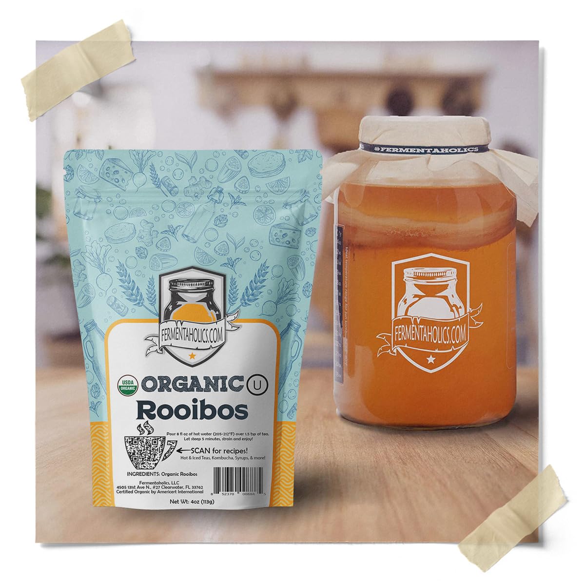 Fermentaholics Rooibos Tea - Organic Loose Leaf - Caffeine-Free - 4 oz