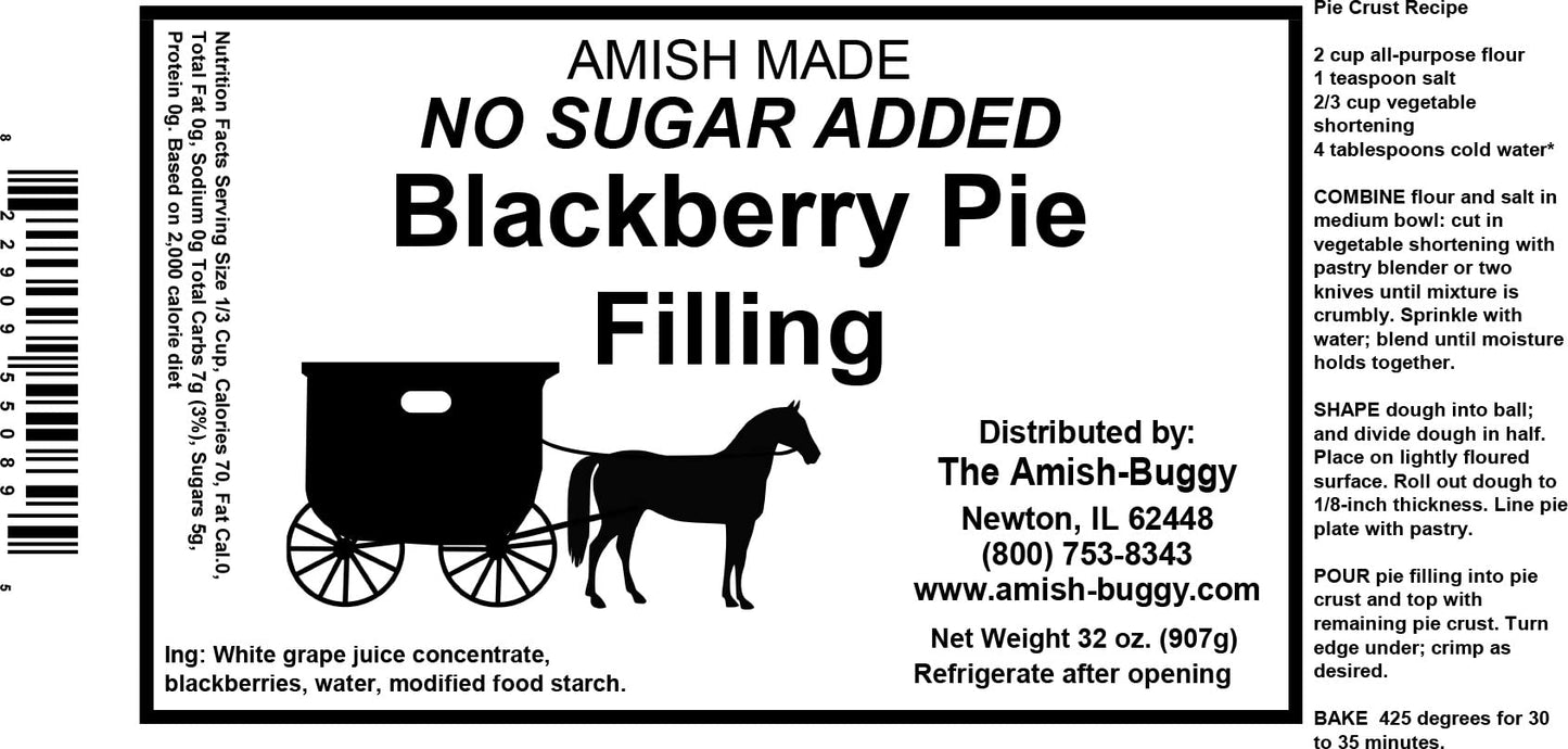 Amish Pie Filling - Two 32 Oz Jars (Blackberry Nsa)