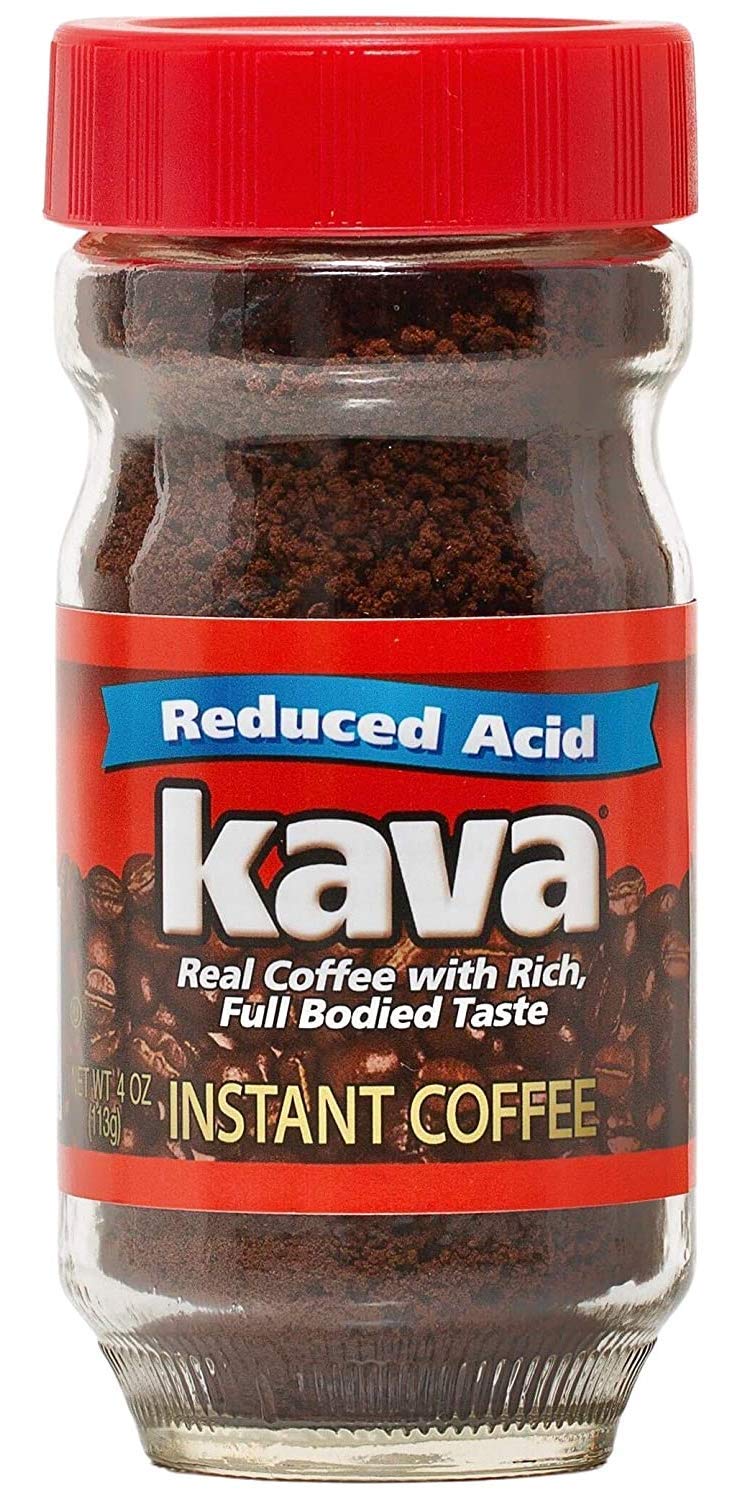 Kava Instant Coffee, Acid Reduced, 4 Ounce Glass Jar, Pack of 1