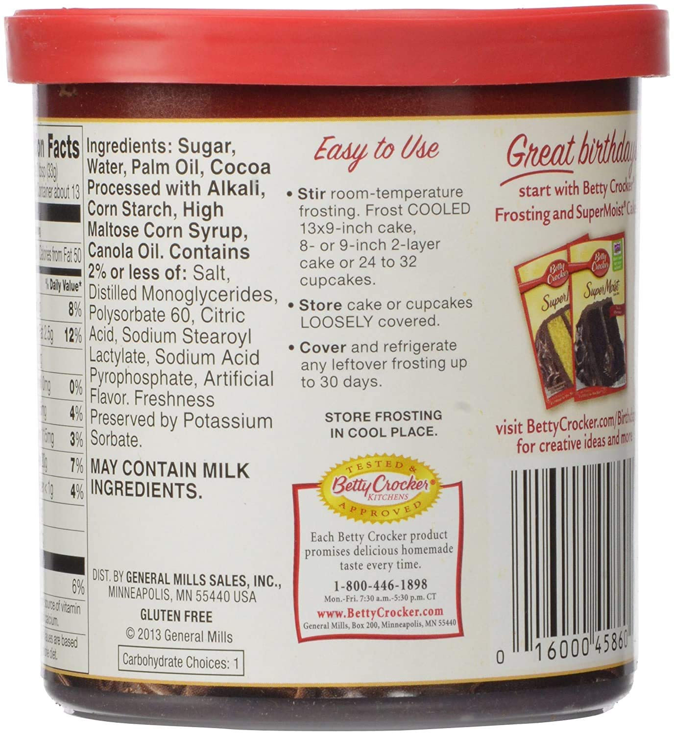 Betty Crocker Rich & Cream Frosting Dark Chocolate, 453 G