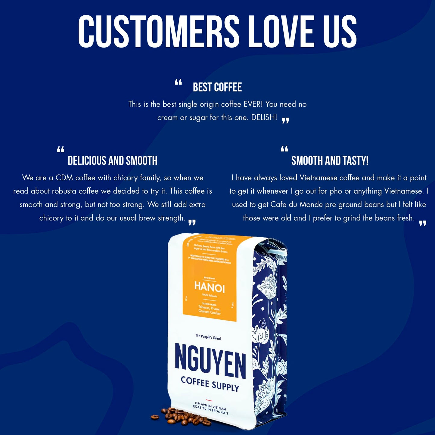 Nguyen Coffee Supply - Hanoi Robusta: Dark Roast Enhanced Whole Coffee Beans, Vietnamese Single Origin, Direct Trade, Low Acid With High Caffeine Content, Roasted In Brooklyn [5 Lb Bag]
