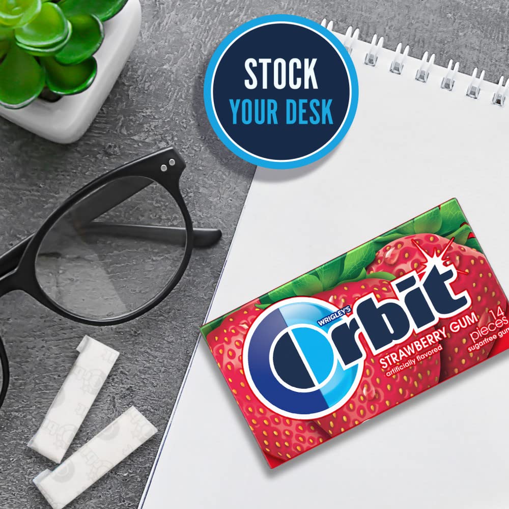 Orbit Strawberry Sugar Free Chewing Gum, 12 Packs Of 14-Pieces (168 Total Pieces)