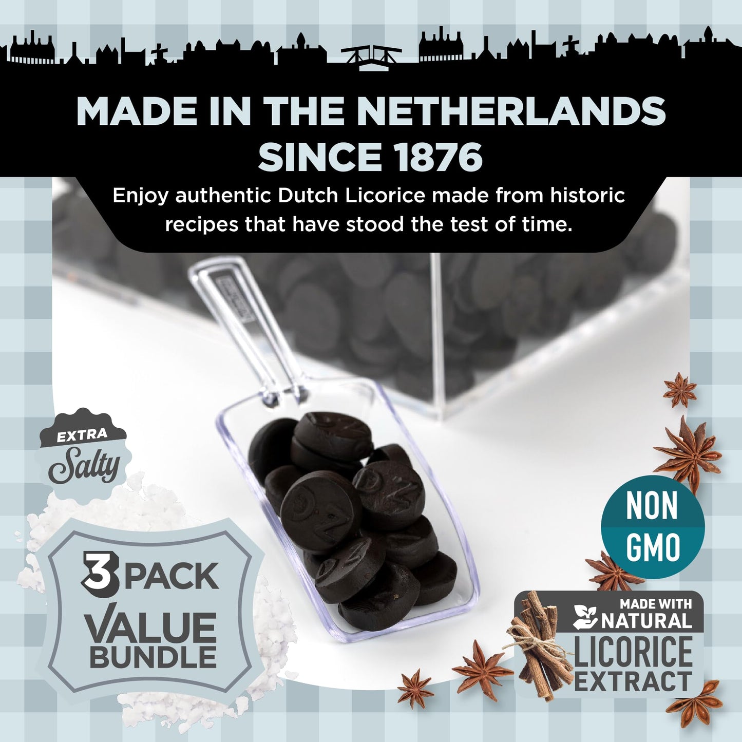 Gustaf'S Dutch Licorice Double Salt Coins - 3 Pack Of 5.2Oz Bags - Salted Black Licorice Coins - Dutch Candy From Netherlands -